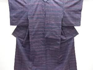 格子織り出し手織り紬着物